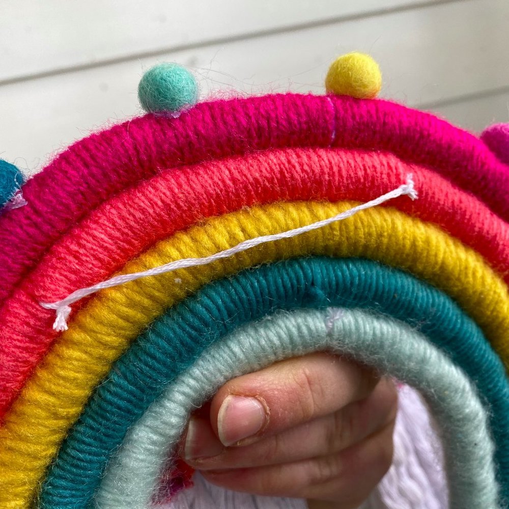 Handmade Rope Yarn Rainbow Boho Wall Hanging - Picture 6 of 6